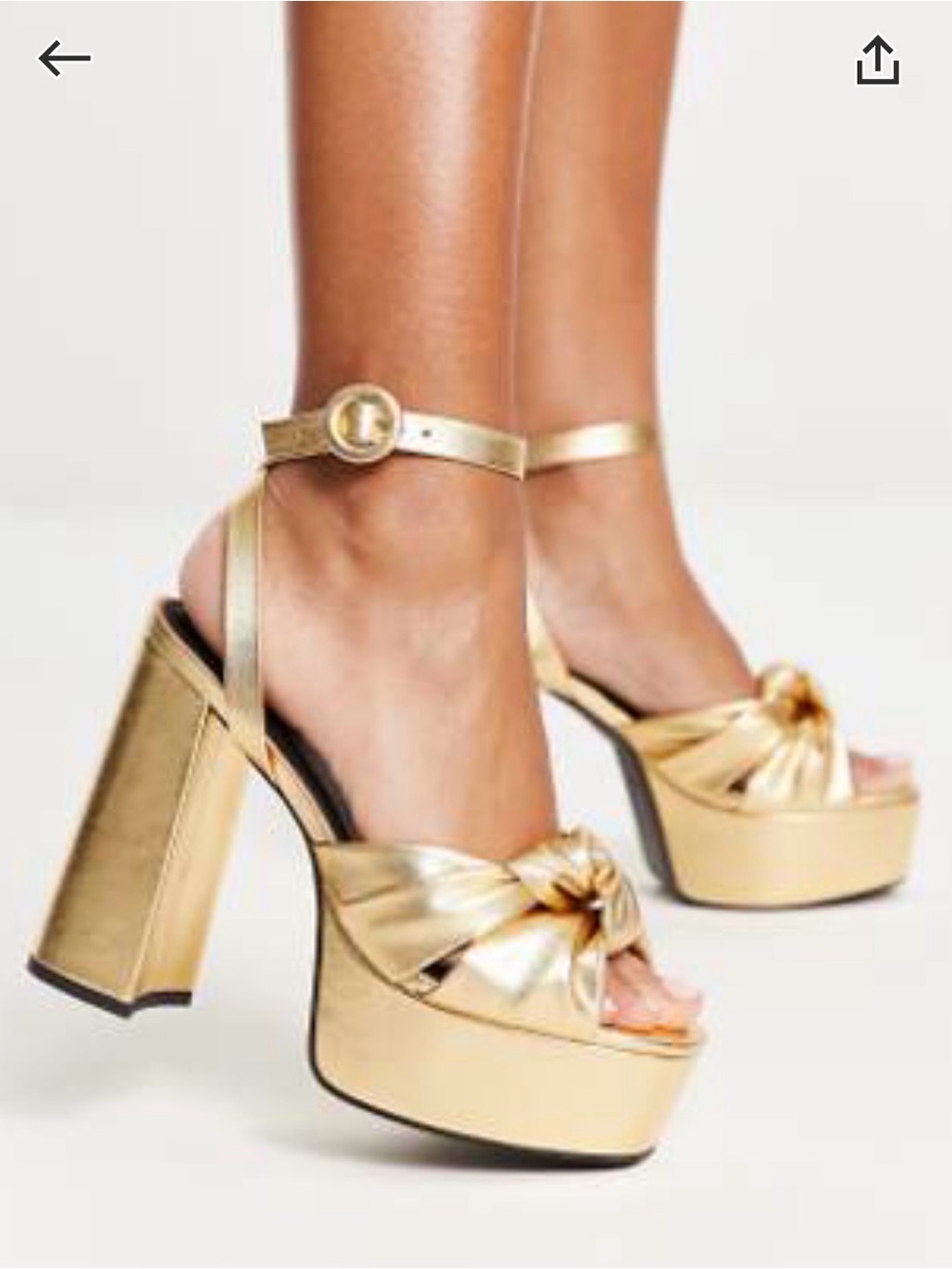 ASOS Gold Satin Knot Detail Heels